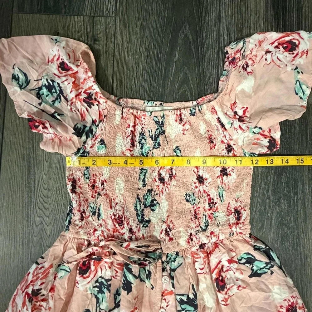 Band of Gypsies Floral Smocked High Low Maxi Dress Pink Small Boho Summer Garden - Picture 15 of 16